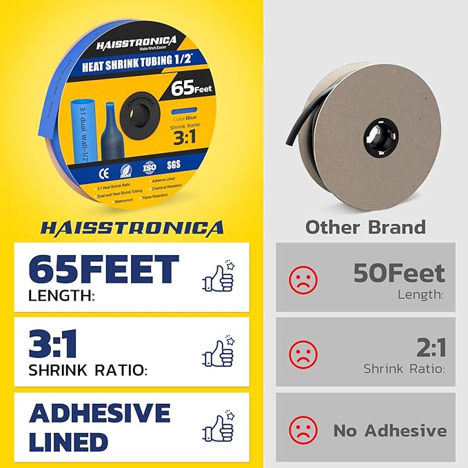 haisstronica 3:1 Heat Shrink Tubing, Shrink Ratio Adhesive Lined Marine Grade - Image 2