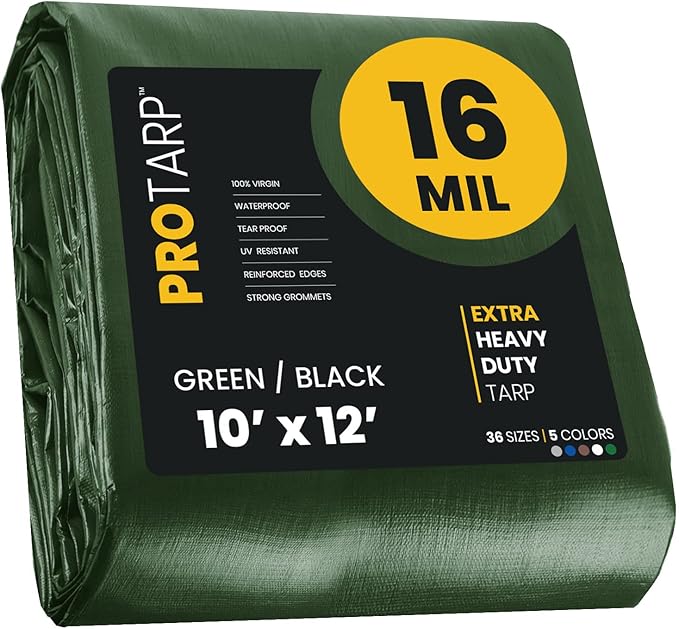 PROTARP Extra Heavy Duty 16 Mil Tarp Cover, Waterproof, UV Resistant, Rip and by Protarp