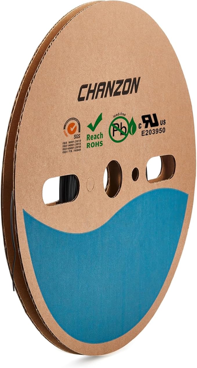 Chanzon 2:1 Ratio - 80Ft Roll - 1/42" Heat Shrink Tubing 2:1 Black Polyolefin by Chanzon