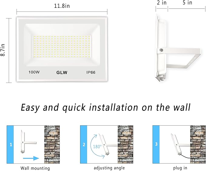 3 Pack 100W LED Flood Light Outdoor, 10000LM Super Bright Security Lights - Image 6