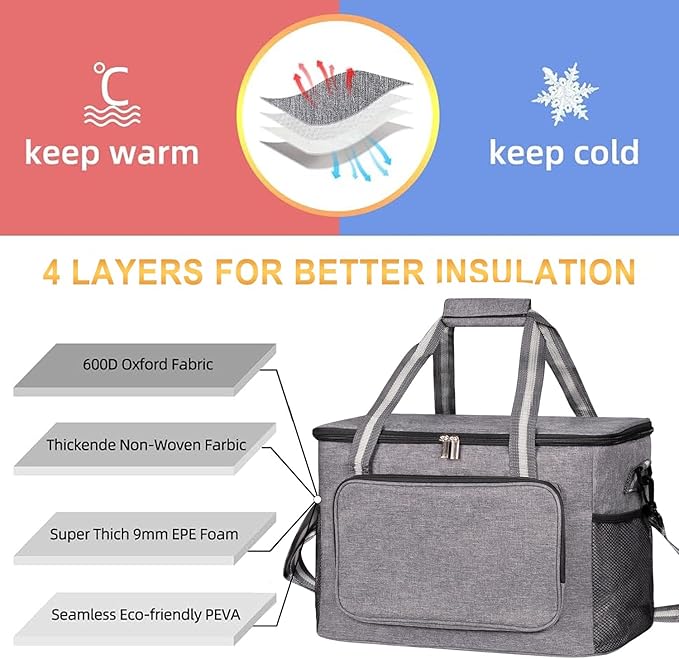 iknoe Large Cooler Bag Collapsible, 24L Insulated Bags, Leakproof Lunch Cooler - Image 3