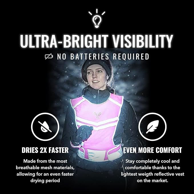 Running Reflective Vest, Inside Pocket & 2 Bands, High Visibility Reflective - Image 3