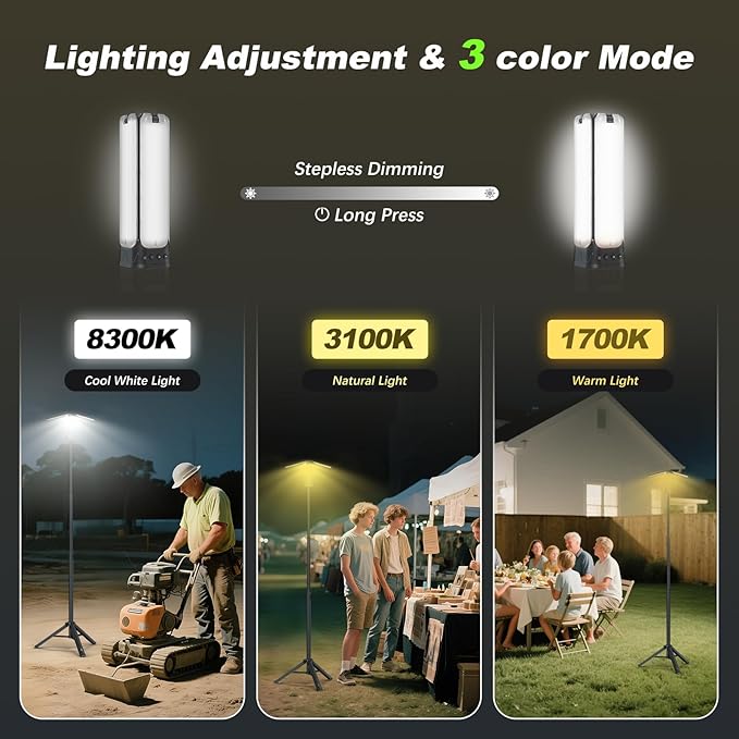 Camping Lights with Remote & Stand 6 Ft, 14000 mAh Rechargeable Camping Lantern - Image 6