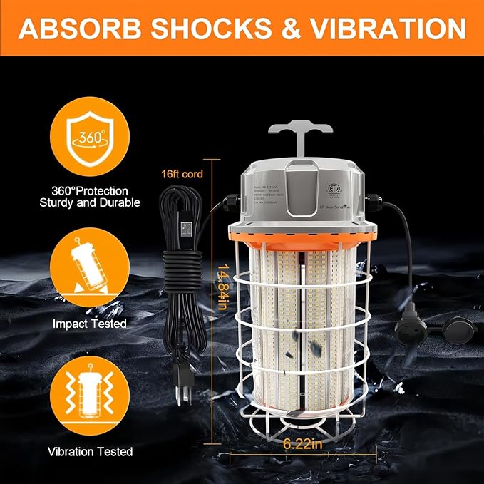 400W Construction Light, 56000lm LED Temporary Work Light, 5000K Daylight White - Image 3