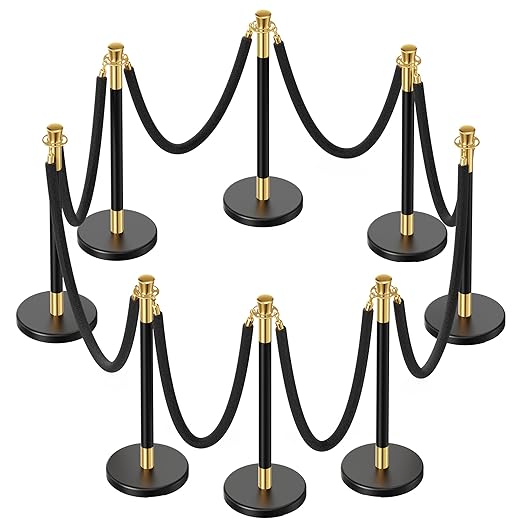 8pcs Sturdy Stanchion Posts, Water/Sand/Concrete Fillable Leakproof Base by CAMMOO