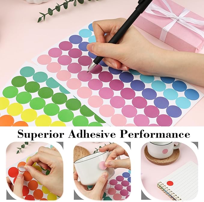 SallyFashion 1440PCS 3/4 inch Colored Round Coding Dot Labels, 8 Color Polka - Image 4