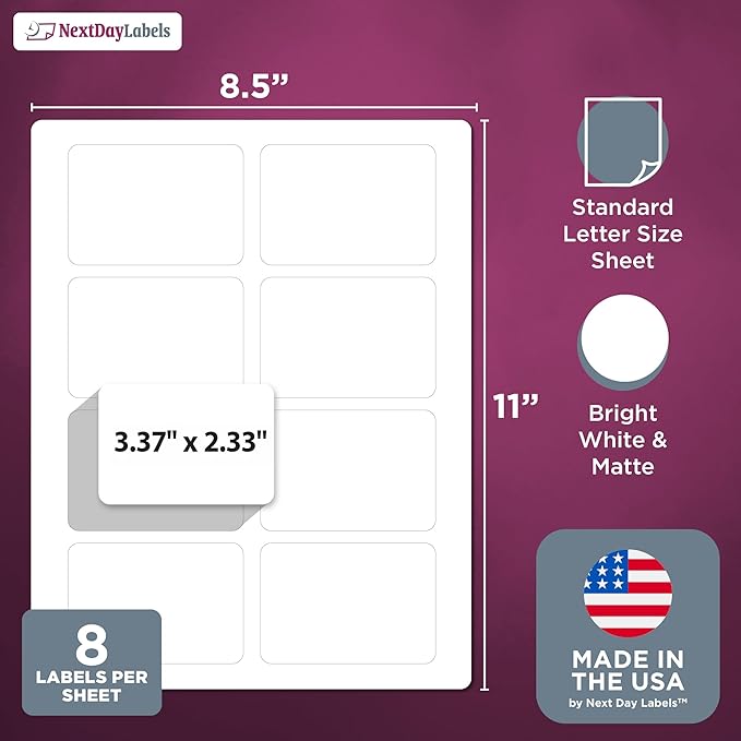 NextDayLabels – 3-3/8" x 2-1/3" Rectangular Sticker Labels - Image 2