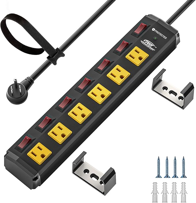 CRST 6 Outlet Metal Heavy Duty Power Strip by CRST