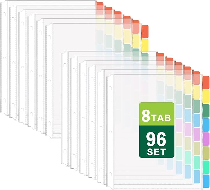 HABGP 96Pcs/12 Set Clear Binder Sheet Protectors by HABGP