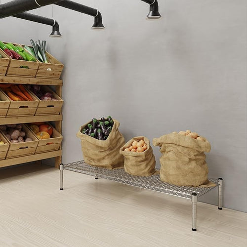 18''W x 48''L x 8''H Chrome Plated Wire Dunnage Rack | Off The Floor Storage - Image 2