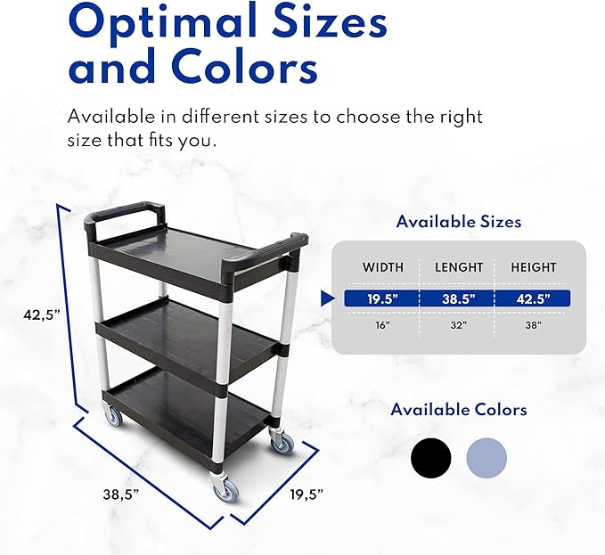 New Star Foodservice 54538 250-Pound Plastic 3-Tier Utility Bus Cart - Image 8