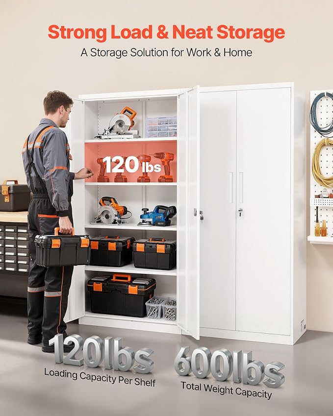 VEVOR Metal Storage Cabinet, Lockable Steel Garage Cabinet - Image 4
