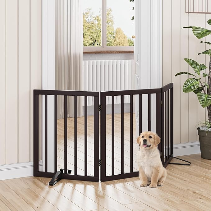 Dog Gates for Doorways Stair House Freestanding Pet Gates for Dogs Wooden Dog - Image 2