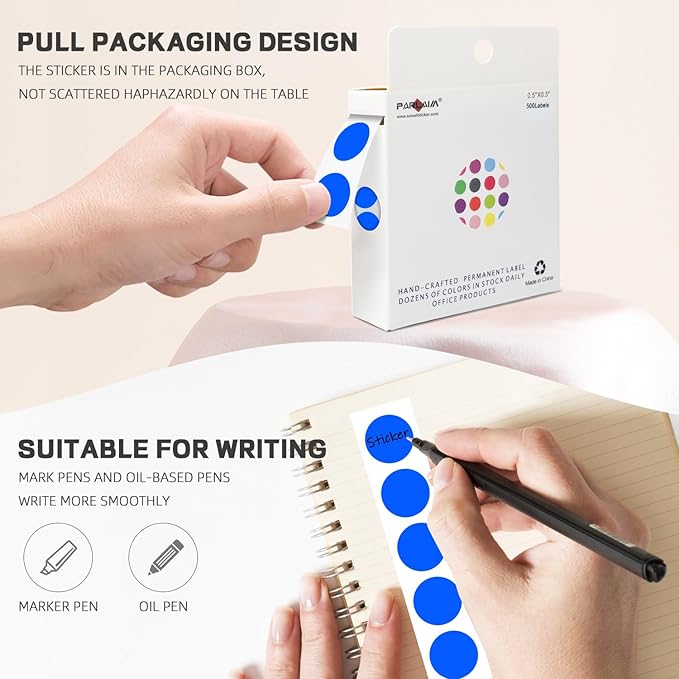 PARLAIM 1/2 Inch Round Adhesive Color-Code Dot Stickers, 500 Stickers Inventory - Image 3