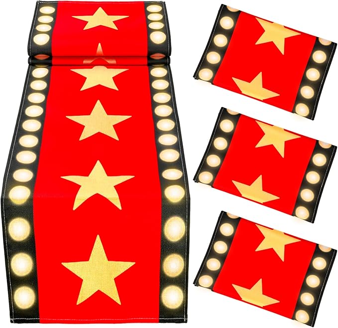 4 Pcs 13 x 72 Inch Movie Night Table Runner by WHQXFDZ