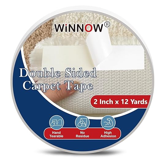 WINNOW Heavy Duty Double Sided Rug Tape 2 Inch x 12 Yards – Carpet Tape Gripper by DoubleSidedHeavyDutyExtra