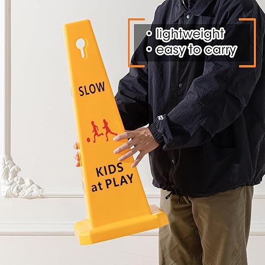 10 Pack Slow Down Kids at Play Cones 26.38 Inch Slow Kid at Play Safety Signs - Image 5