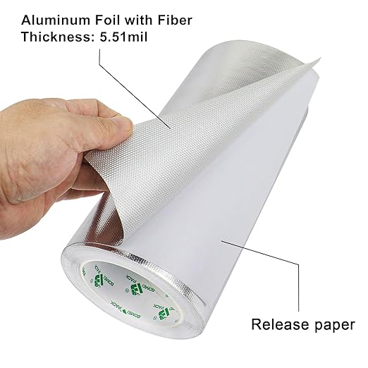 BOMEI PACK Adhesive Aluminum Foil Heat Shield Tape Barrier, Fiberglass Thermal - Image 3