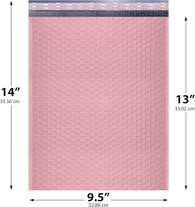 Light Pink 10x13 Inch Poly Bubble Mailers |Self Seal Padded Envelopes - Image 2