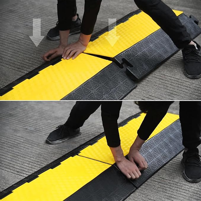 Large 2-Channel Rubber Floor Cable Protector Ramp, Heavy-Duty Floor Cable Wire - Image 9