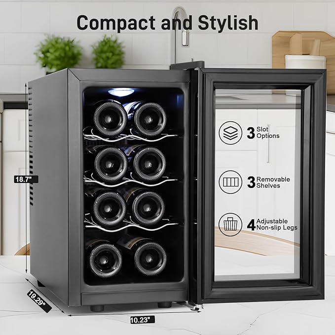 Tylza 8 Bottles Wine Fridge, Wine Cellar - Image 7