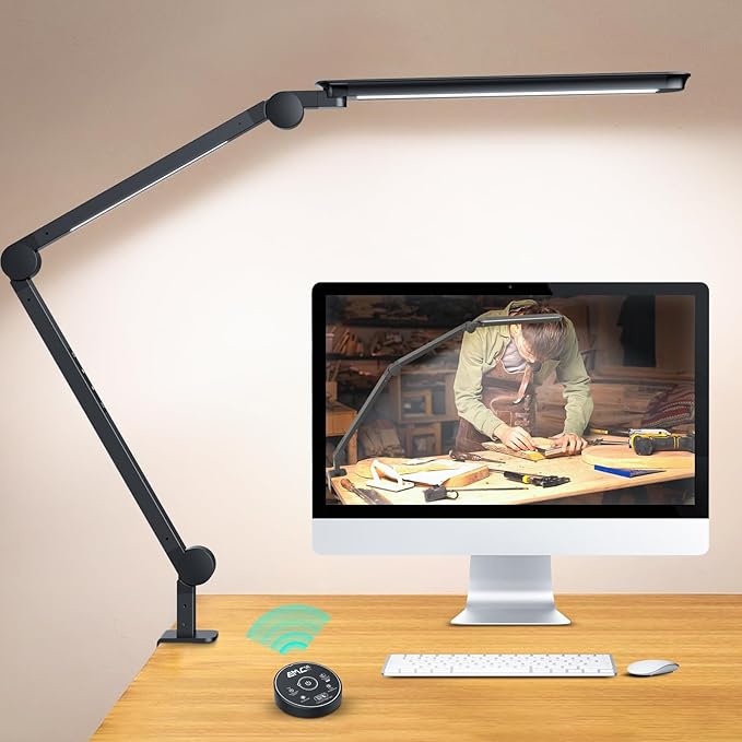 LED Desk Lamp with Clamp, Ultra-Bright Dual Light Architect Desk Light with by Paklighting
