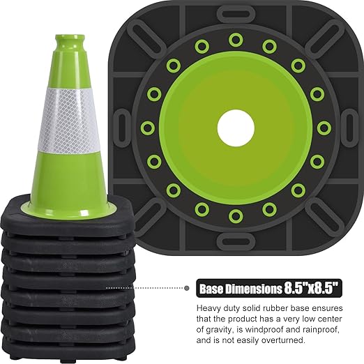 Fluorescent Orange/Green PVC Traffic Cones, Heavy Black Base Parking Lot Cone - Image 3