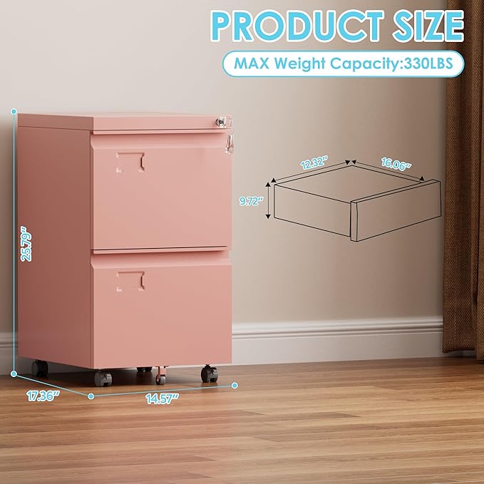 Aobabo 2 Drawer File Cabinet - Image 3