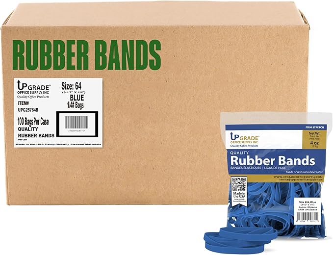 Upgrade Office Supply UPG25764B Rubber Bands, Size 64, 80 Bands, 1/4 lb Bag - Image 7