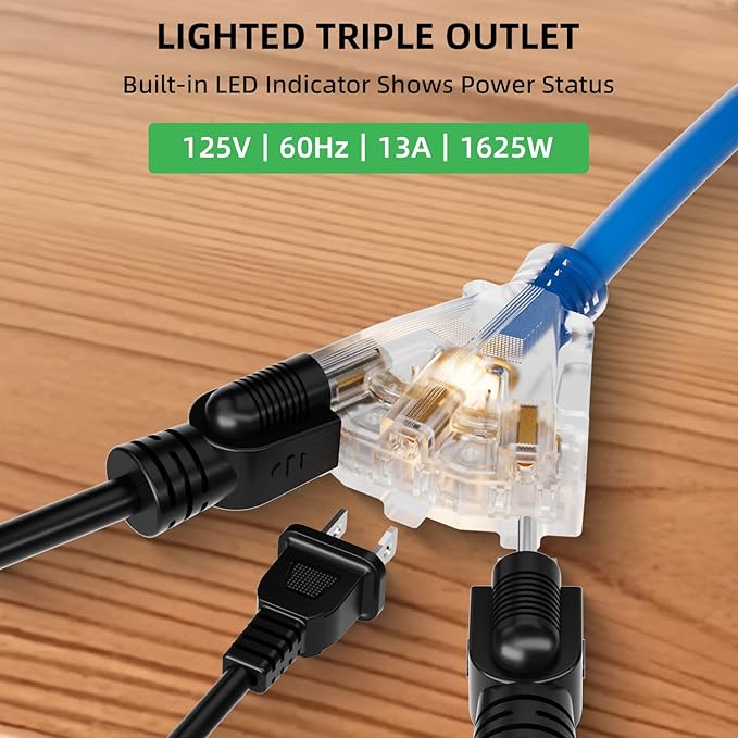 80FT Retractable Extension Cord Reel, 14 AWG/3C SJTOW Heavy Duty Power Cord - Image 7
