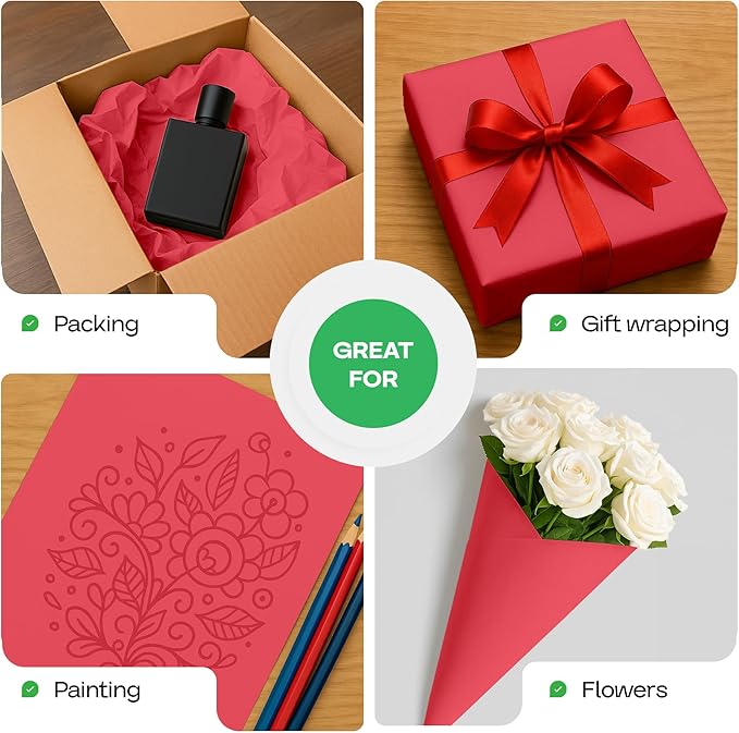 Christmas Red Kraft Paper Roll 12" x 1200" - Image 6