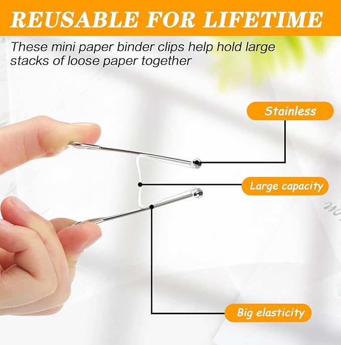 Jetec 200 Pcs 1.6in/41mm Metal White Binder Clips Bulk Medium Reusable Fold - Image 4