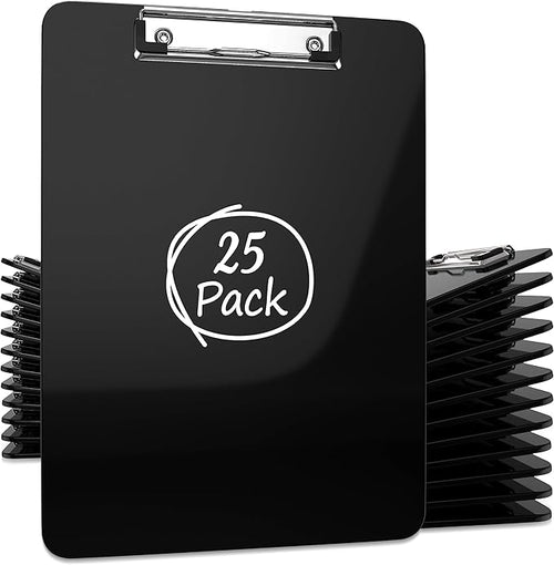 25 Pack Plastic Clipboards Black Clip Boards by Kiggos