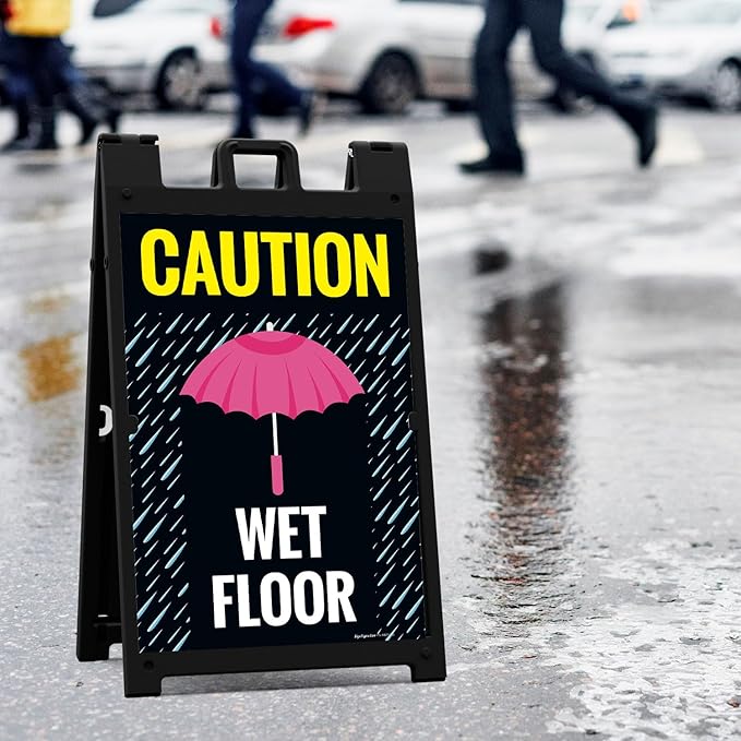 Caution Wet Floor Umbrella Sidewalk Sign Kit, 24x36 Inches, - Image 2