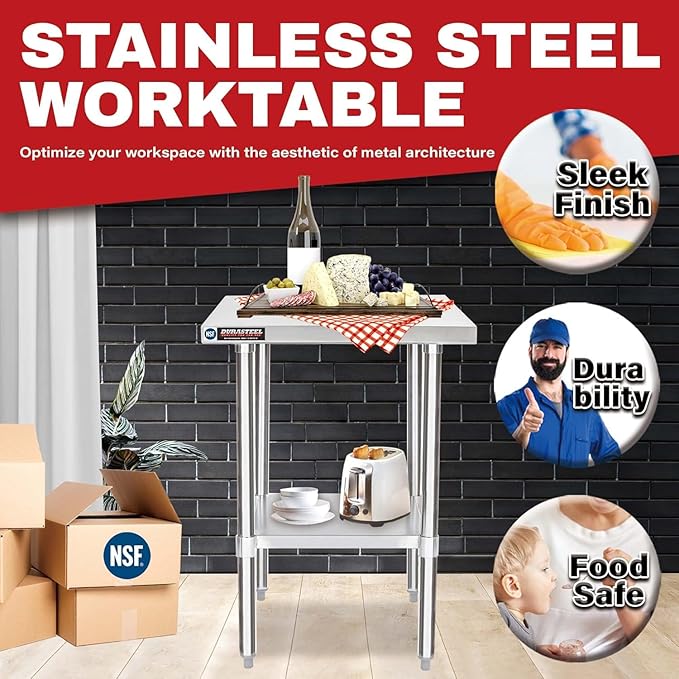 DuraSteel 24x18 Stainless Steel Work Table - Image 3