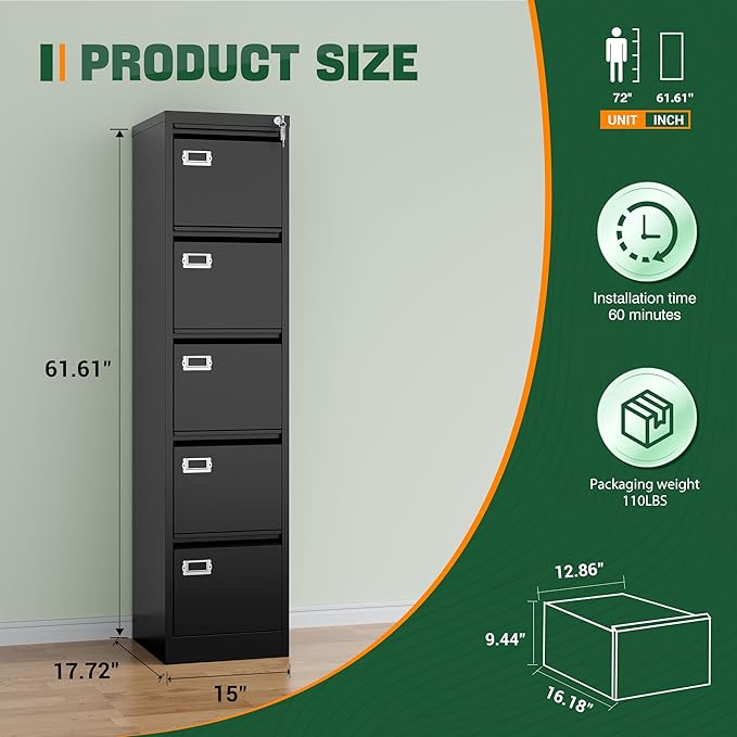Letaya 5 Drawer File Cabinet - Image 3