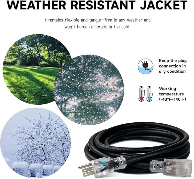 EP 15 Ft Lighted Outdoor Extension Cord - Image 5