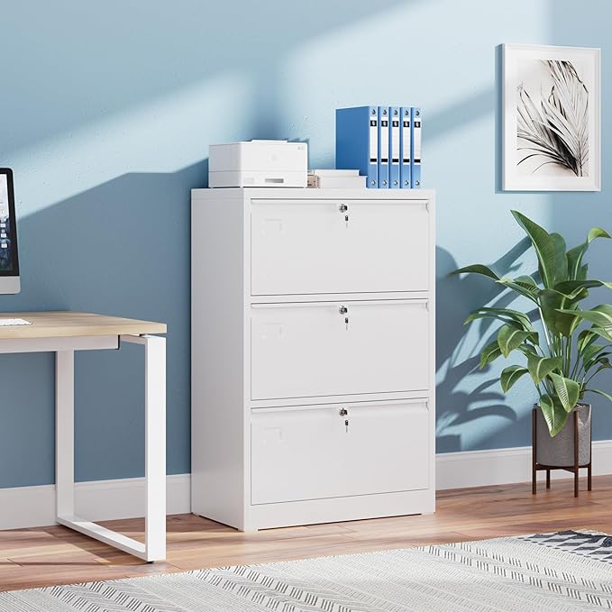 Aobabo 3 Drawer Wide Lateral File Cabinet, Metal Filing Cabinet - Image 2
