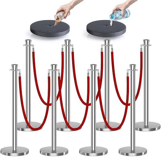 kaiyomi 8Pcs Stanchions with Red Velvet Ropes Set, 5 Feet Velvet Ropes and by KaiyomiCrowdControlSeries