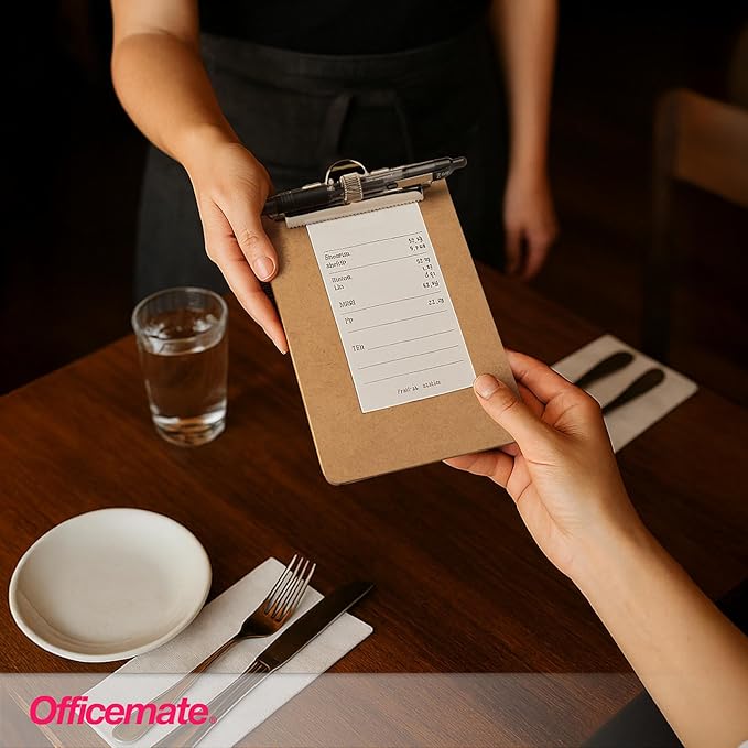 Officemate 5" x 9" Clipboard for Receipts, Low Profile Metal Clip & Pen Holder - Image 5