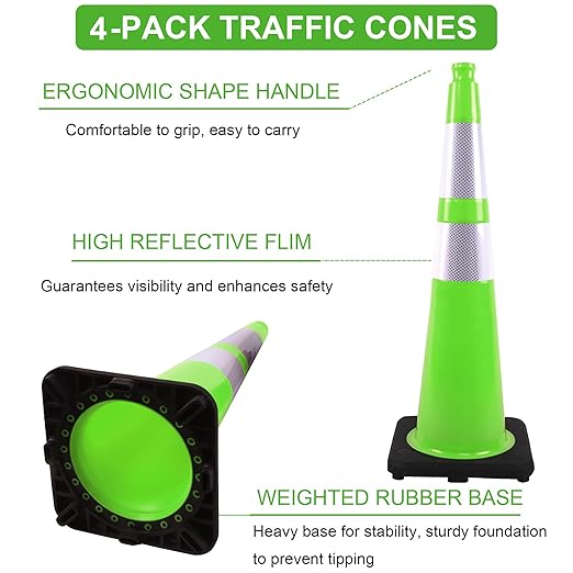 OrangeStar 36" Large Traffic Cones 4-Pack, Weighted Base - Image 2