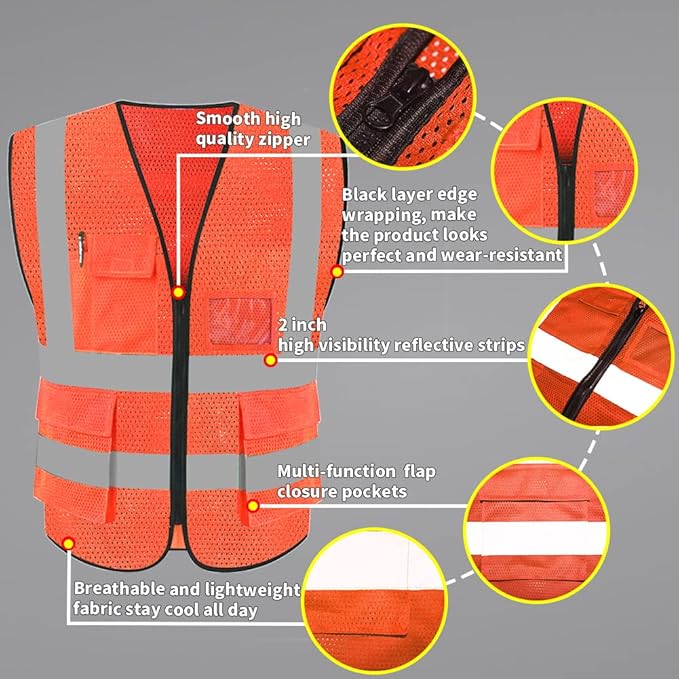 HYCOPROT High Visibility Mesh Safety Reflective Vest - Image 3