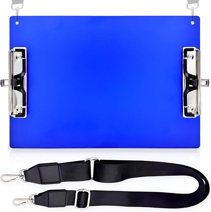 Aluminum Metal Clipboard with Detachable Adjustable Shoulder Strap A4 Double by Liushun