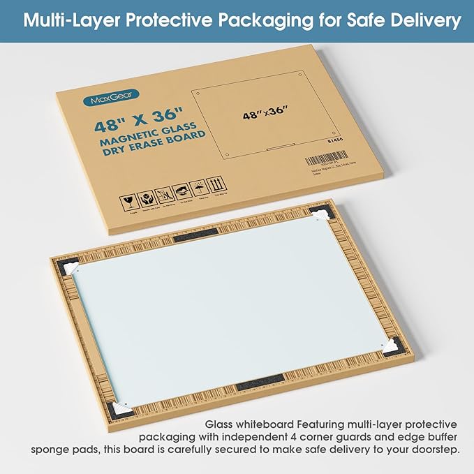 MaxGear Glass White Board 48x36 Inches, Wall Mounted Magnetic Glass Dry Erase - Image 8