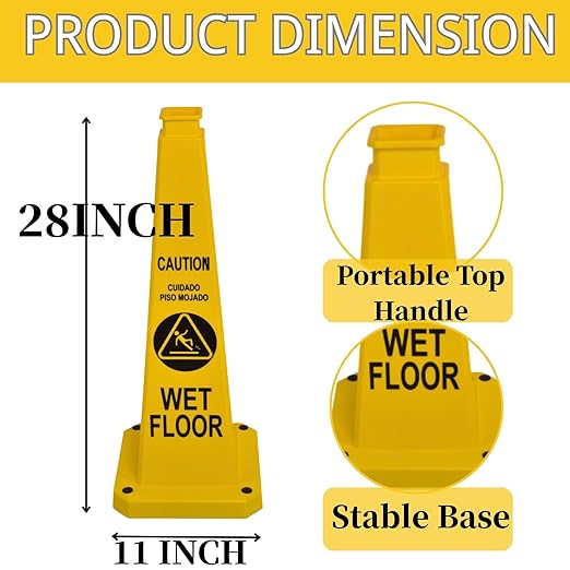 BESEA Caution Wet Floor Sign 6 Pack, Non-Slip Floor Safety Cone - Image 2