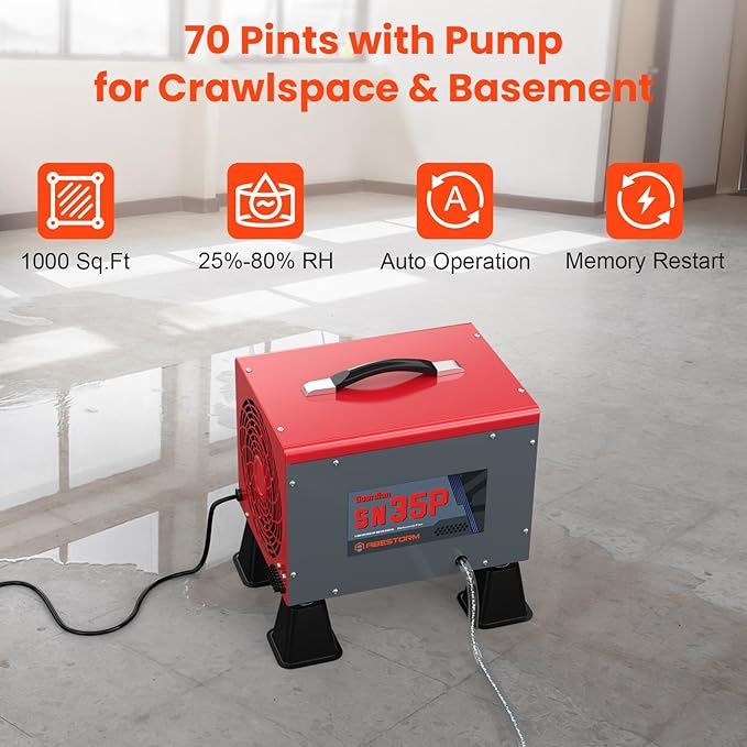 Abestorm 70 Pints Crawl Space Dehumidifiers, Compact Portable Commercial - Image 3