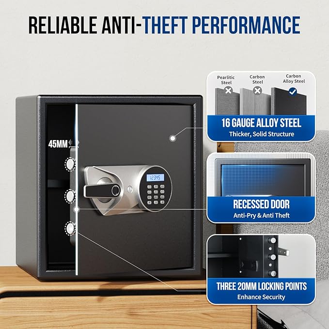 BlackSmith Biometric Safe Box 1.5 Cub Home Security Safe Fingerprint - Image 5