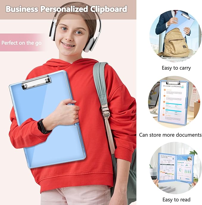 Clipboard with Storage, Heavy Duty Clip Boards 8.5x11 with 2 Storage Case - Image 7