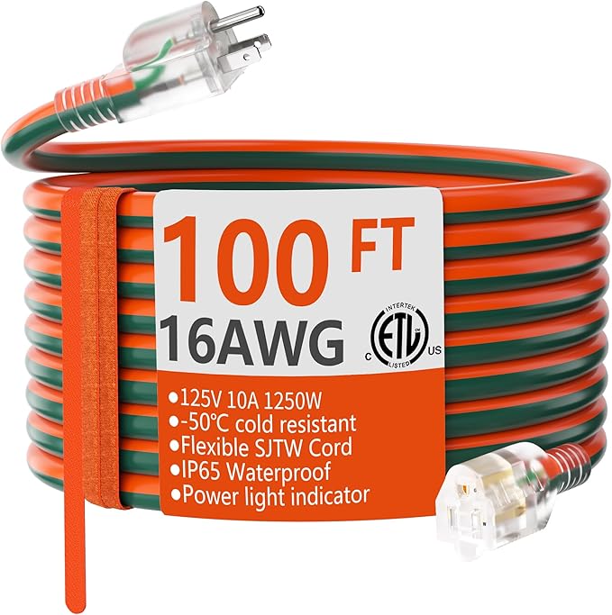 HUANCHAIN 16 Gauge 100 ft Outdoor Extension Cord by huanchain