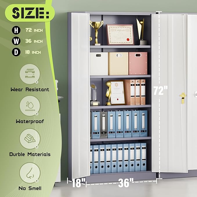 SUNCROWN 72" Metal Storage Cabinet - Image 3